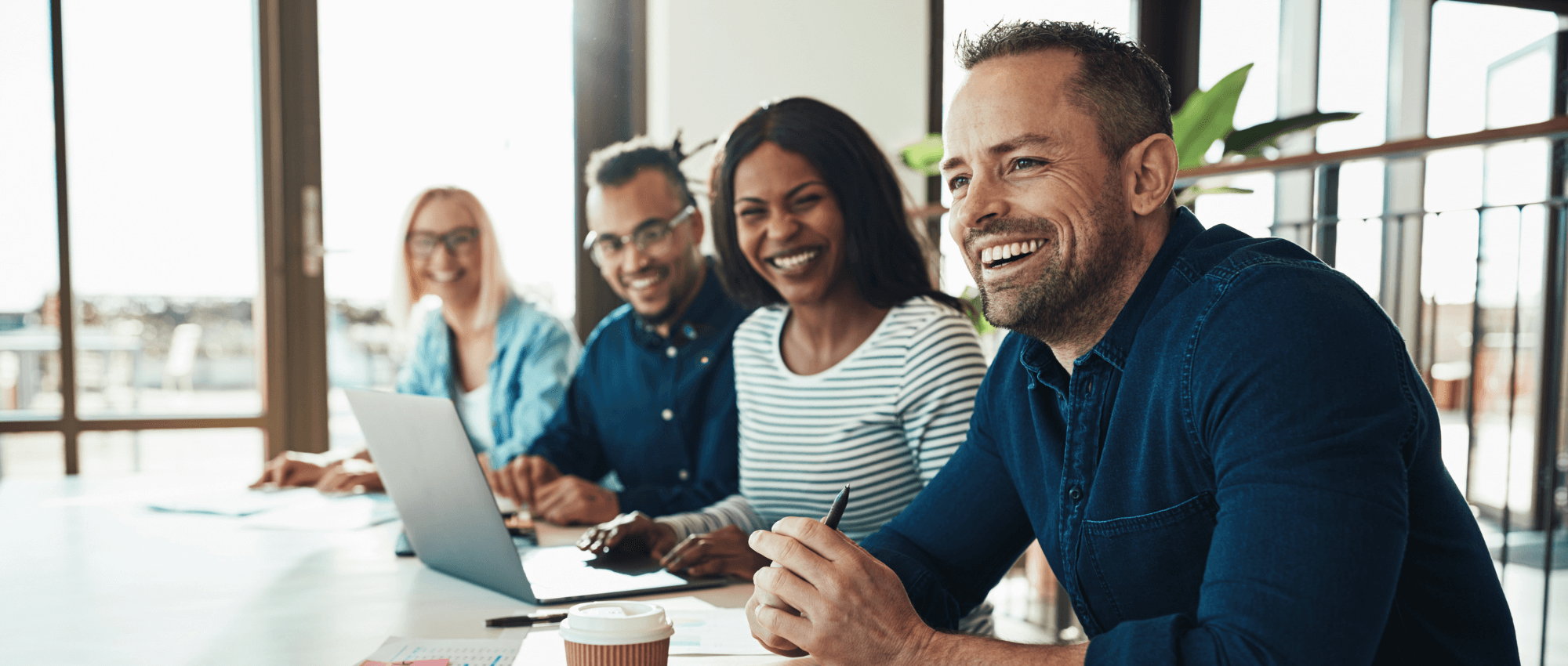 office employees smiling