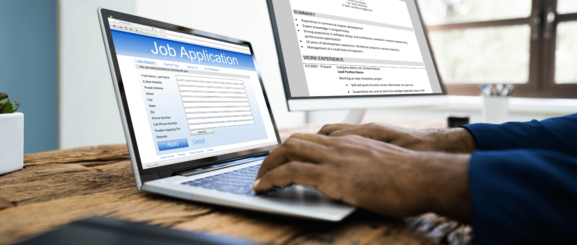 person applying for job online
