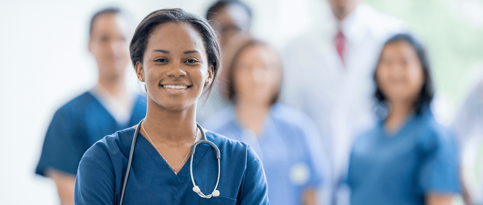 smiling nurse with stethescope