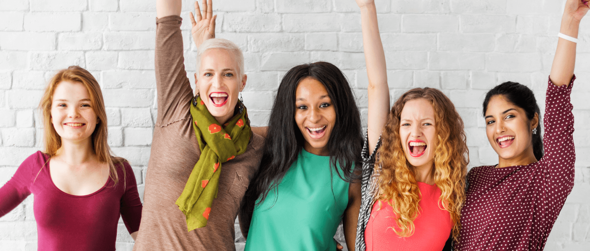 group of women cheering