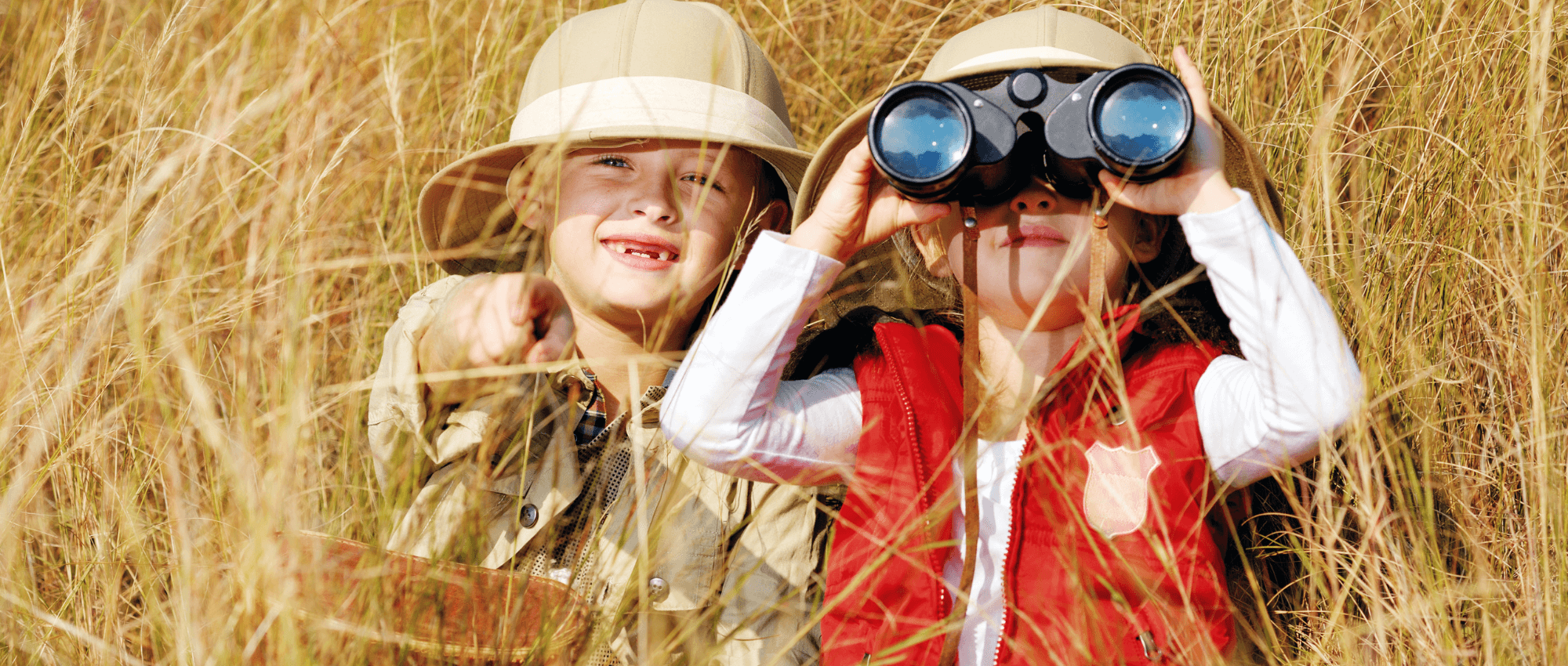 Two kids in a safari