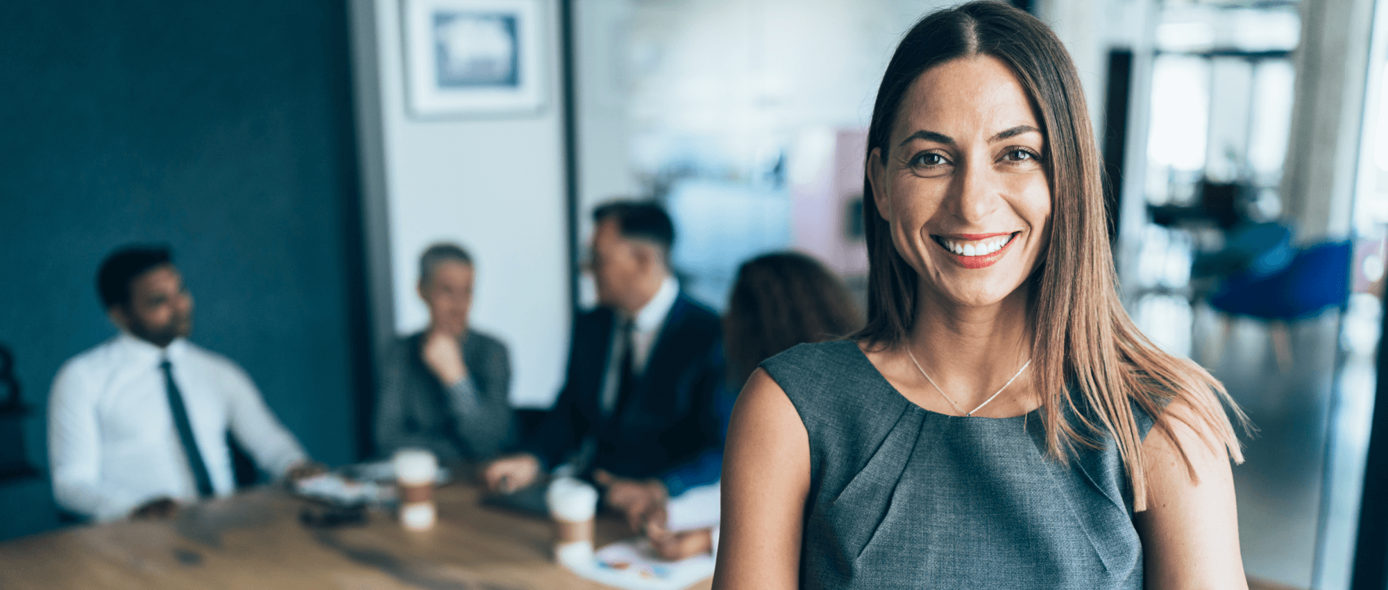 A confident lady smiling
