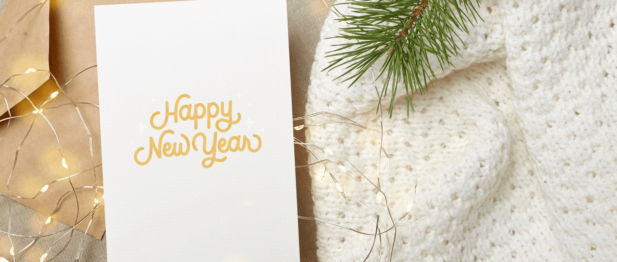 A greeting card on a beige fabric