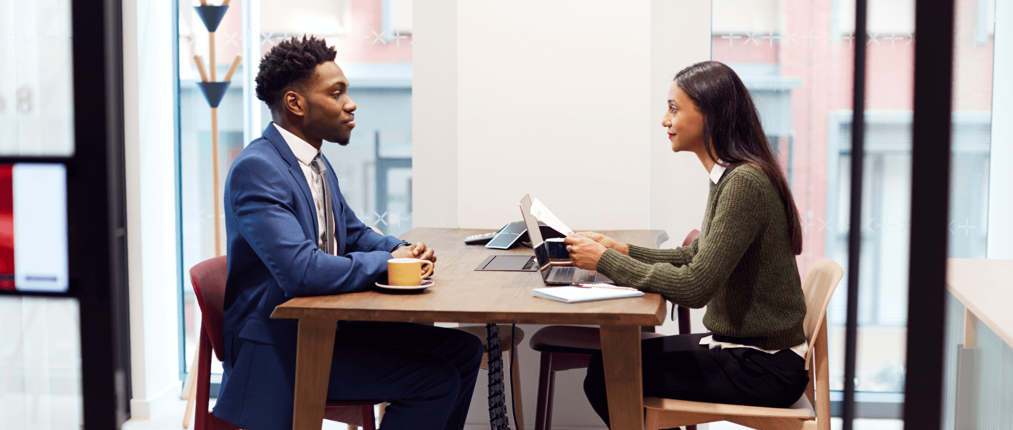 A person interviewing someone