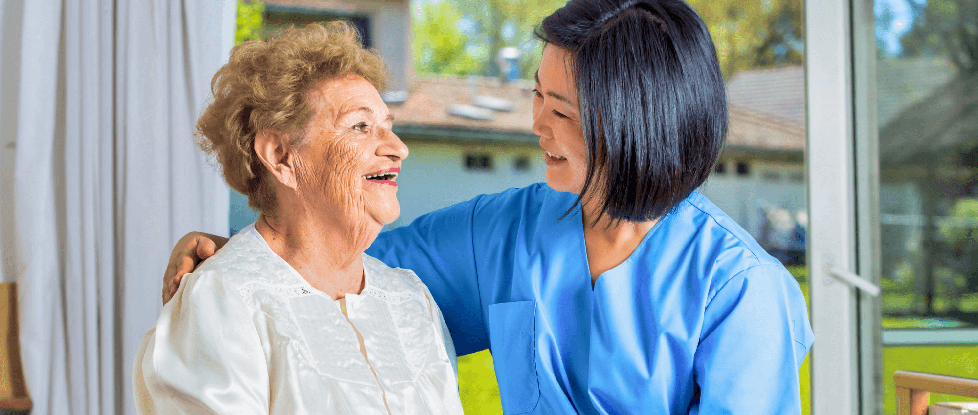 A nurse taking care of a senior