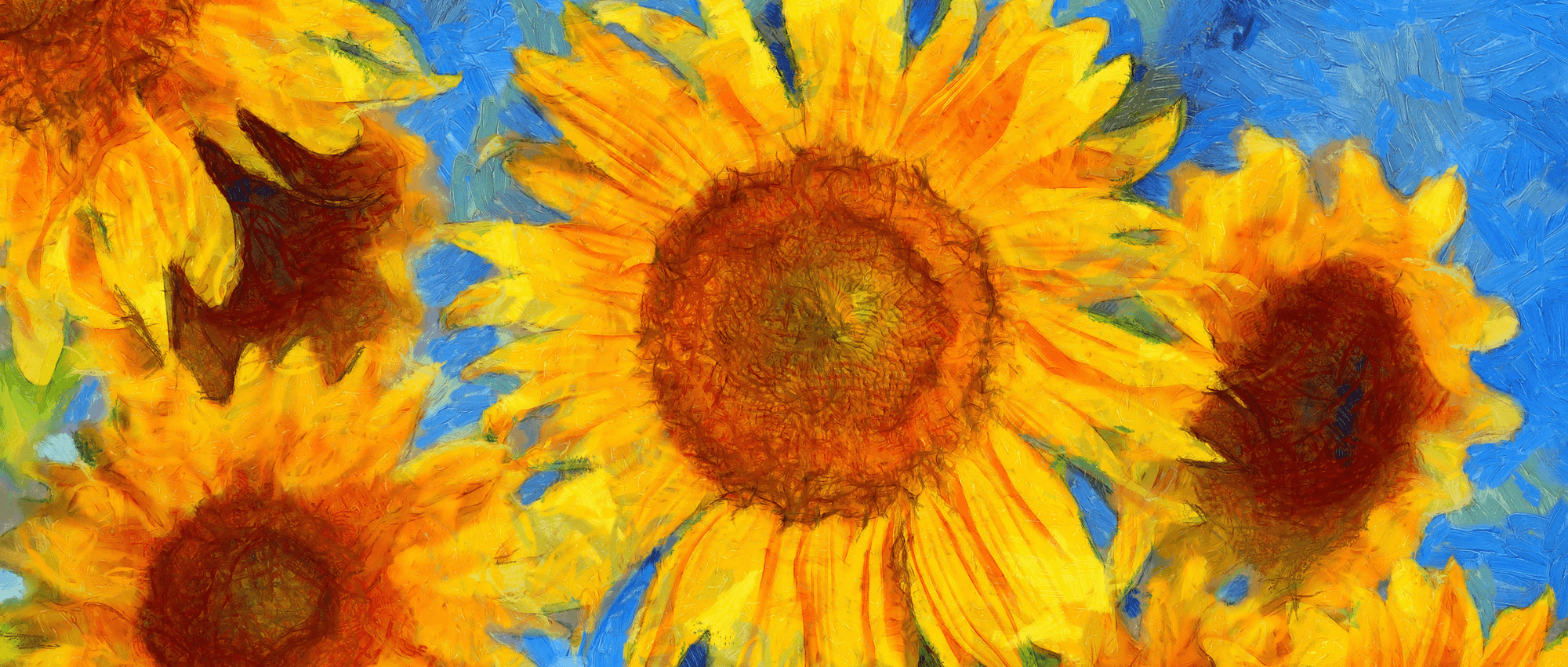a painting of sunflowers