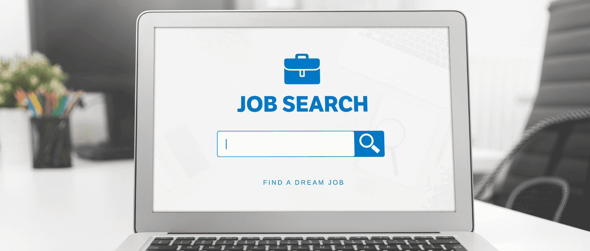 A laptop with a job search page open