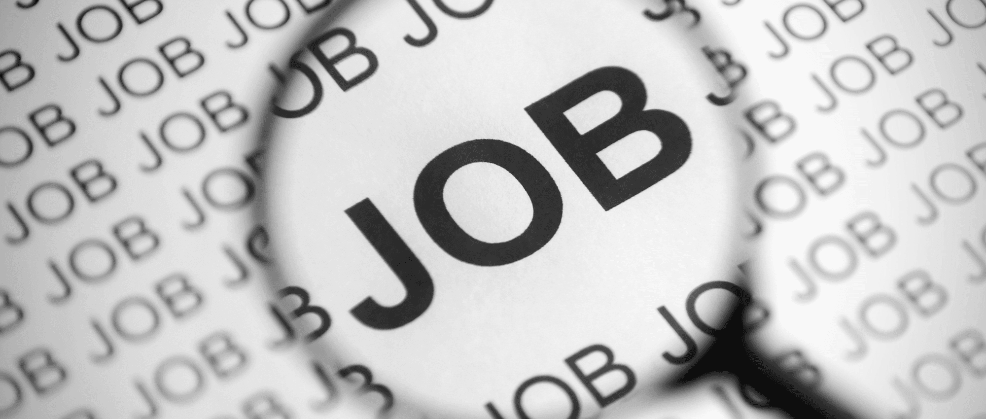 Magnifying glass over the word, JOB