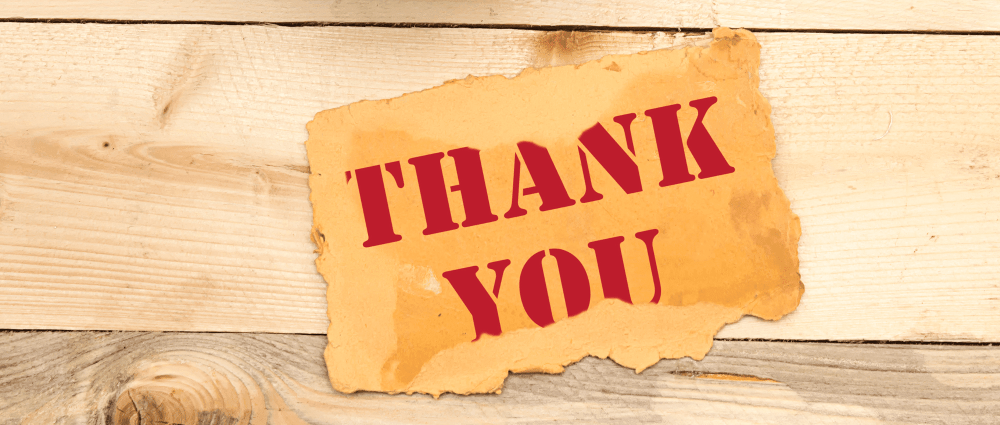Thank You note on a table