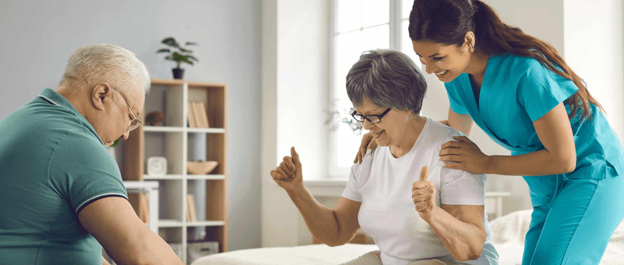 A PSW Nurse helping a senior