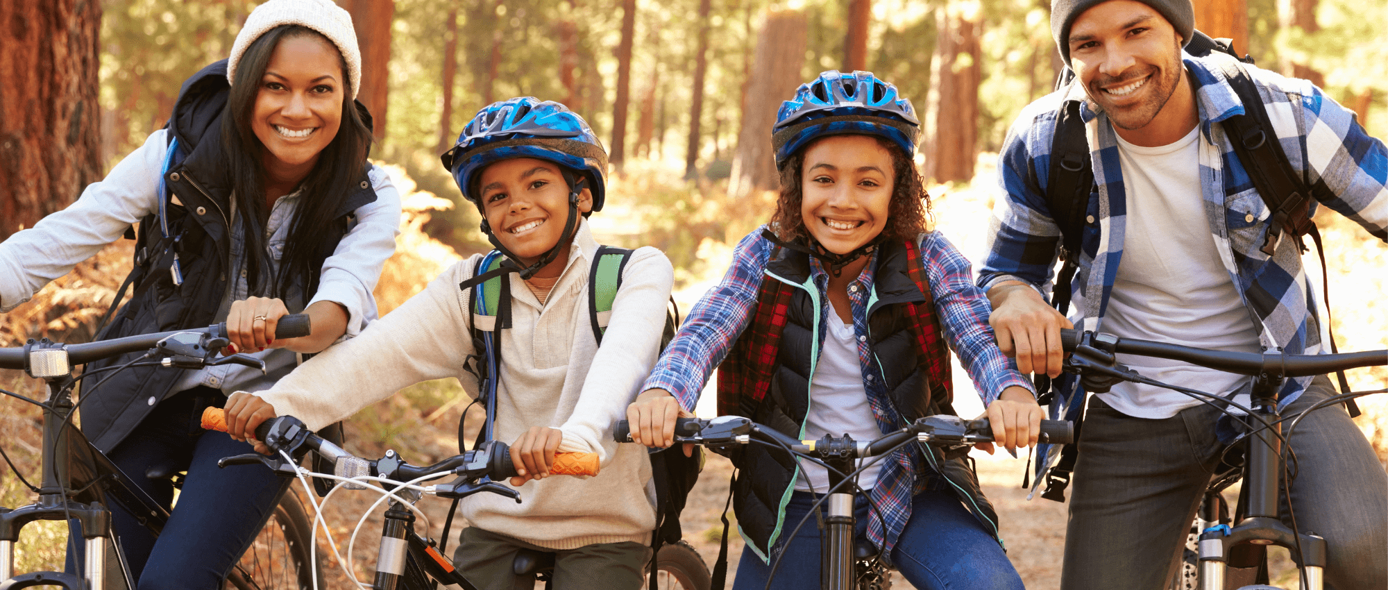 A family cycling