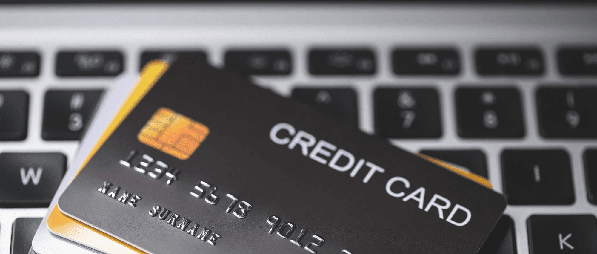 Credit card on laptop