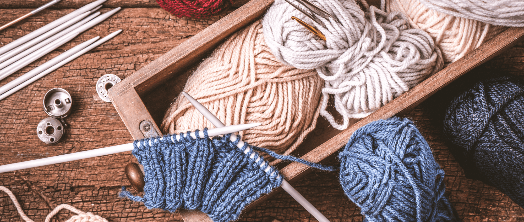 knitting needles and yarn
